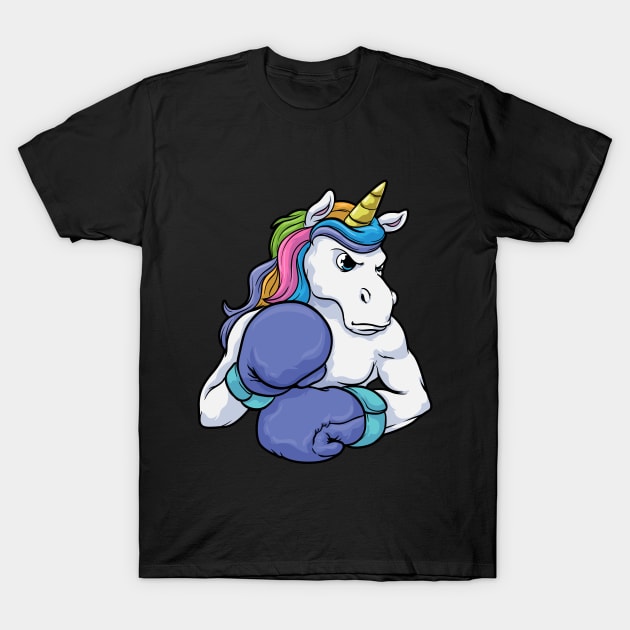 Unicorn at Boxing with Boxing gloves T-Shirt by Markus Schnabel